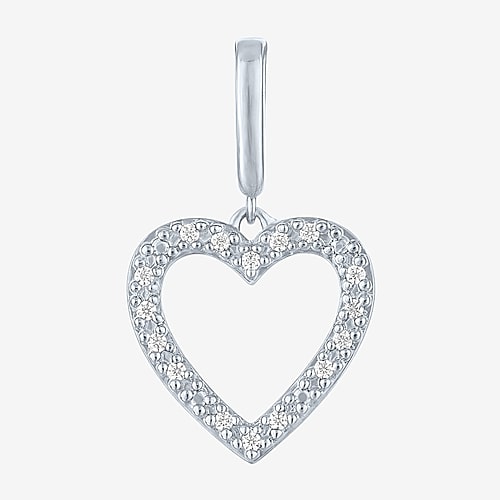 Charmed by Diamond Addiction Diamond Accent Heart (G-H / Si2- I1) White Diamond 14K Gold Over Silver Heart Charm, One Size, White