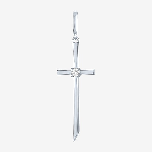 Charmed by Diamond Addiction Diamond Accent Cross (G-H / Si2- I1) White Diamond 14K Gold Over Silver Cross Charm, One Size, White