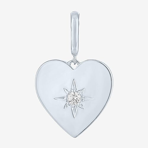 Charmed by Diamond Addiction Diamond Accent Heart (G-H / Si2- I1) White Diamond 14K Gold Over Silver Heart Charm, One Size, White