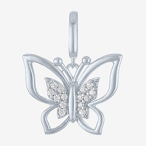 Charmed by Diamond Addiction Diamond Accent Butterfly (G-H / Si2- I1) White Diamond 14K Gold Over Silver Butterfly Charm, One Size, White