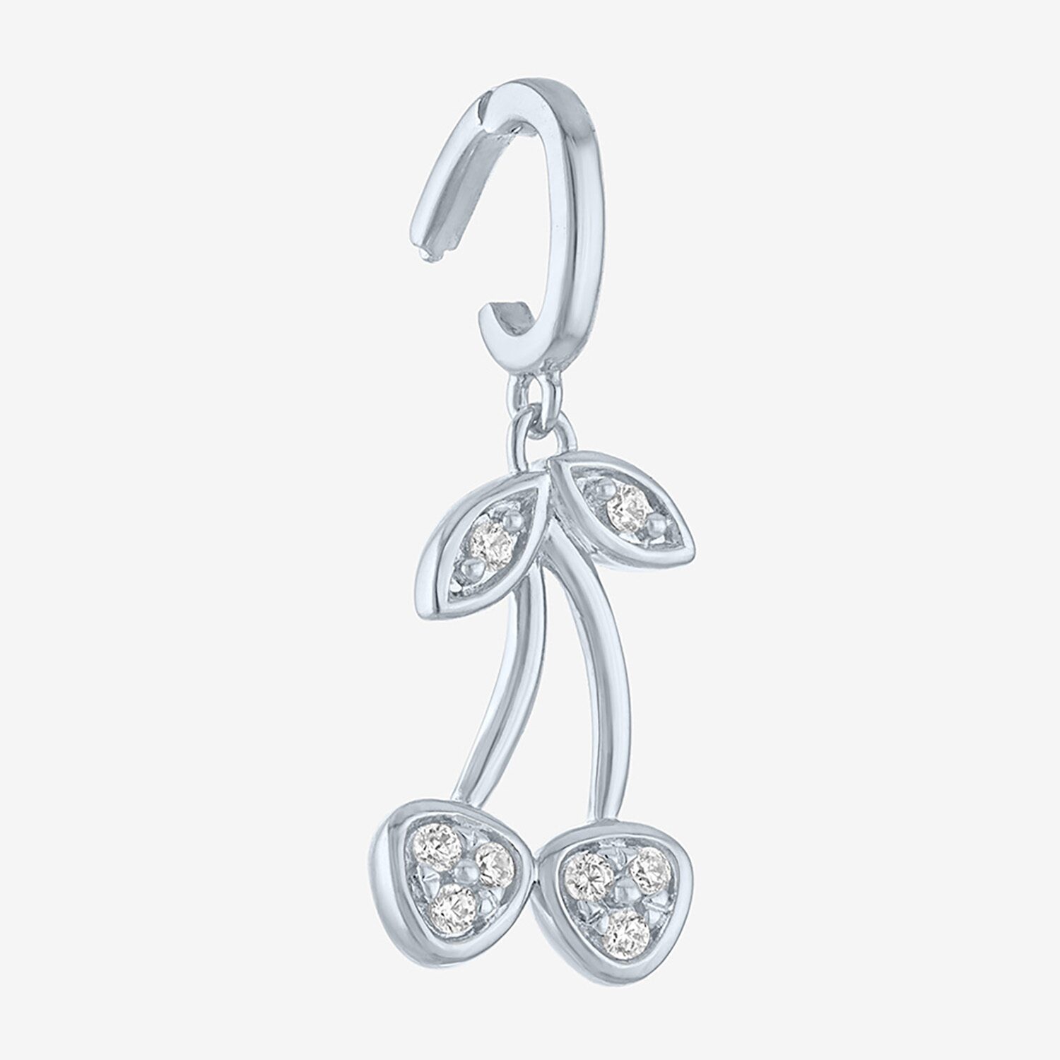 Charmed by Diamond Addiction Diamond Accent Cherries (G-H / Si2- I1) White Diamond Accent 14K Gold Over Silver Charm