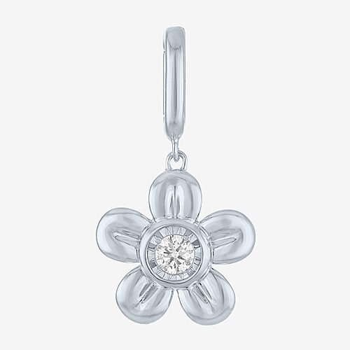 Charmed by Diamond Addiction Diamond Accent Flower (G-H / Si2- I1) White Diamond Accent 14K Gold Over Silver Flower Charm, One Size, White