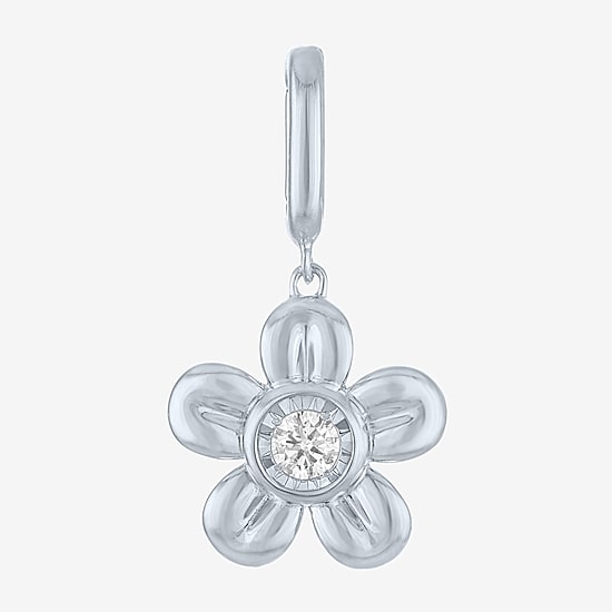 Charmed by Diamond Addiction Diamond Accent Flower (G-H / Si2- I1) White Diamond Accent 14K Gold Over Silver Flower Charm