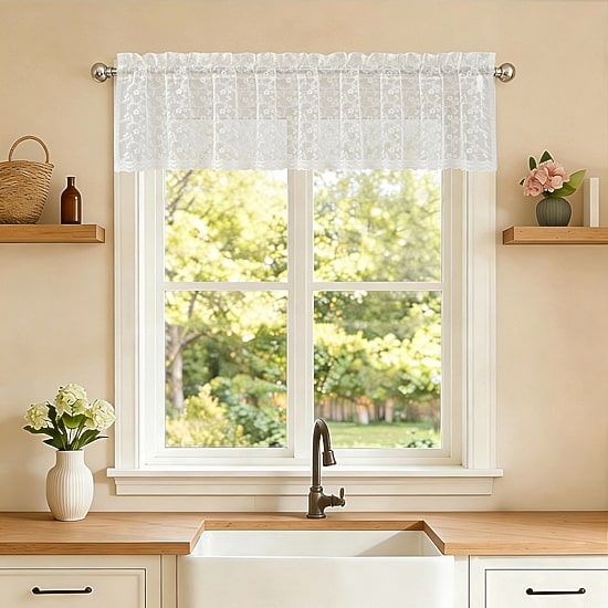 Sweet Home Collection Priscilla Rod Pocket Scallop Valance