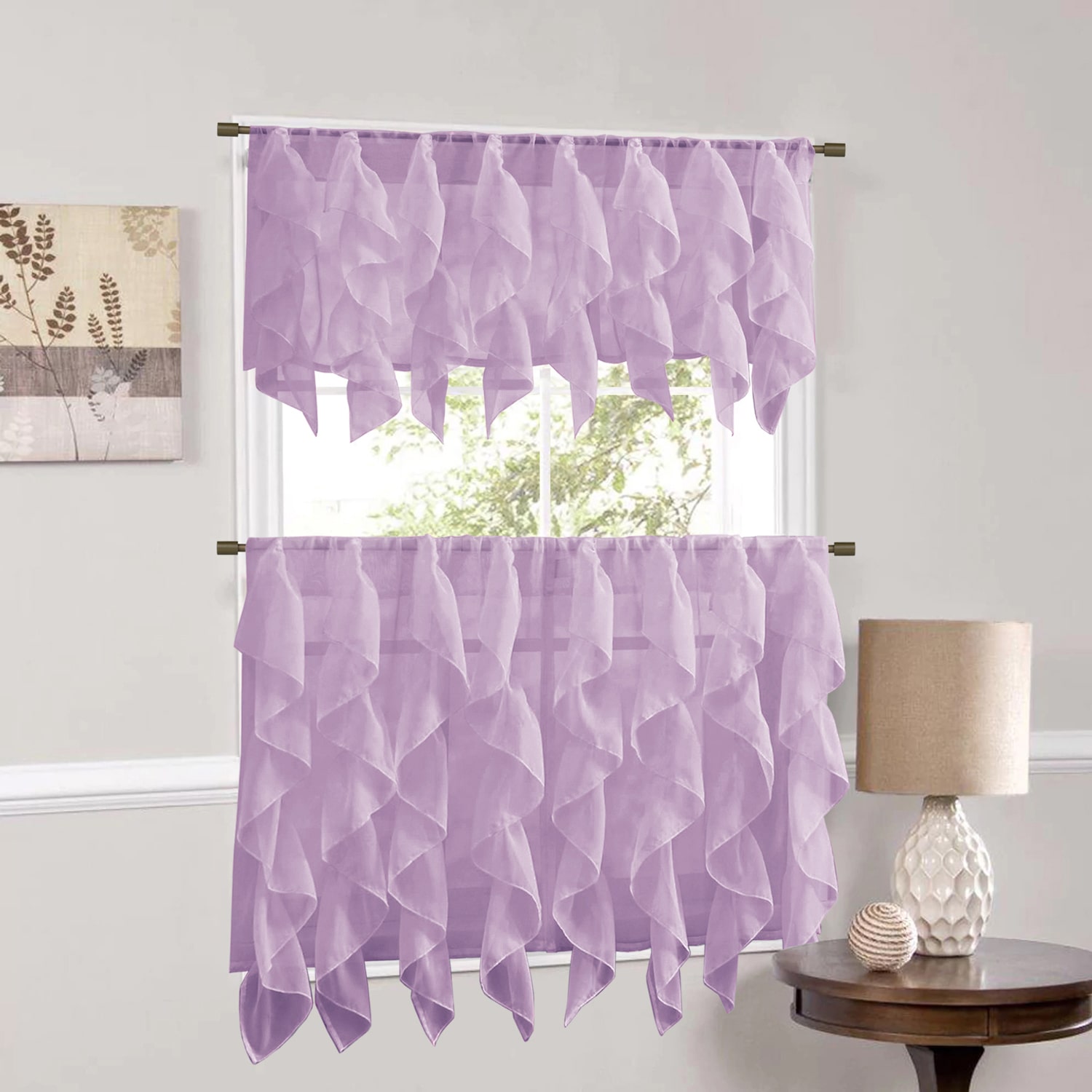 Sweet Home Collection Sheer 3-pc. Rod Pocket Curtains & Drapes Window Set