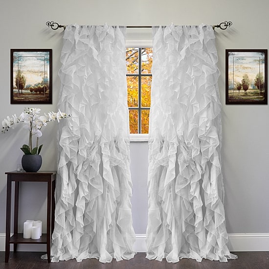 Sweet Home Collection Ruffled Rod Pocket Sheer Single Curtain Panel