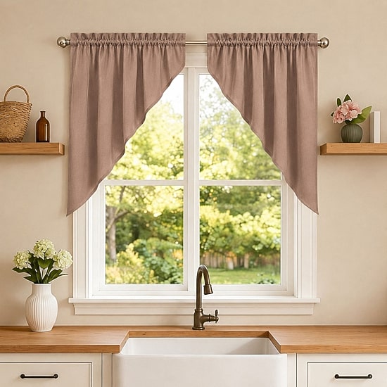 Sweet Home Collection Ripcord Rod Pocket Swag Valance