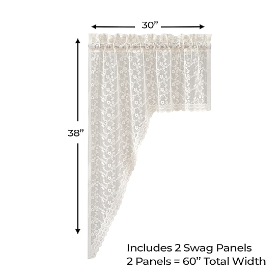 Sweet Home Collection Priscilla Rod Pocket Swag Valance
