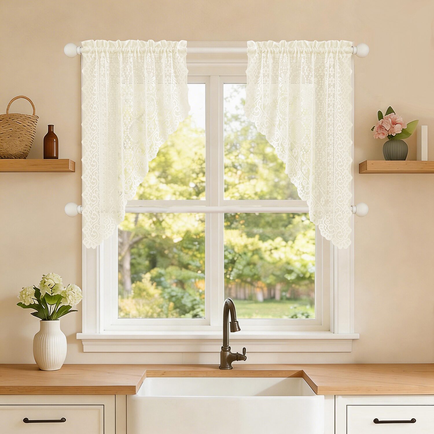 Sweet Home Collection Hopewell Rod Pocket Swag Valance