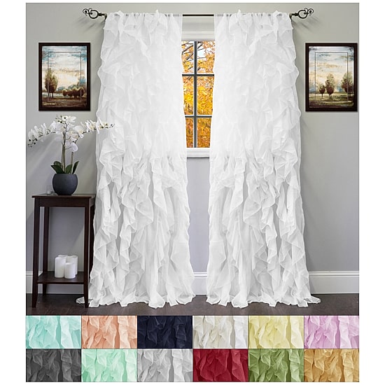 Sweet Home Collection Ruffled Rod Pocket Sheer Single Curtain Panel