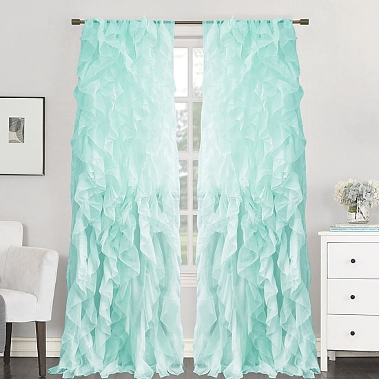 Sweet Home Collection Ruffled Rod Pocket Sheer Single Curtain Panel