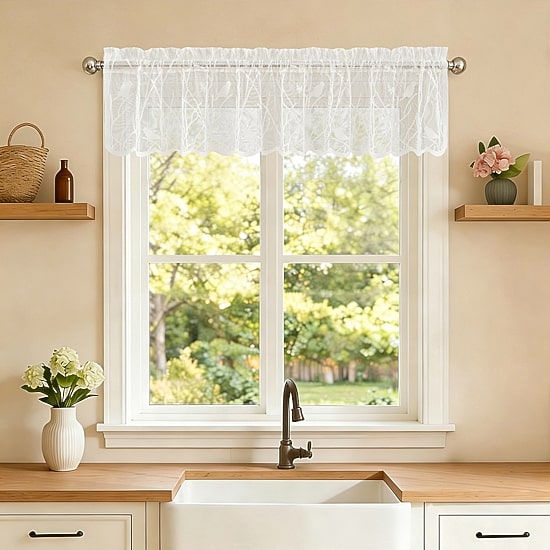 Sweet Home Collection Songbird Rod Pocket Scallop Valance