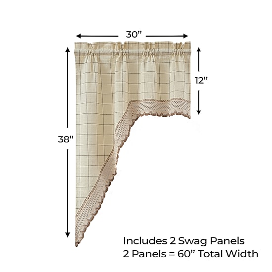 Sweet Home Collection Adirondack Rod Pocket Swag Valance