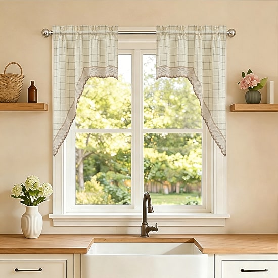 Sweet Home Collection Adirondack Rod Pocket Swag Valance