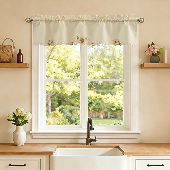 Sweet Home Collection Sunflower Rod Pocket Scallop Valance