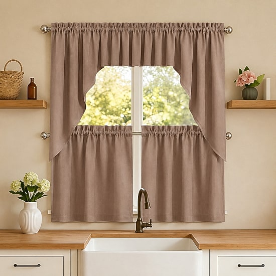 Sweet Home Collection Ripcord 5-pc. Rod Pocket Kitchen Curtains & Drapes Window Set