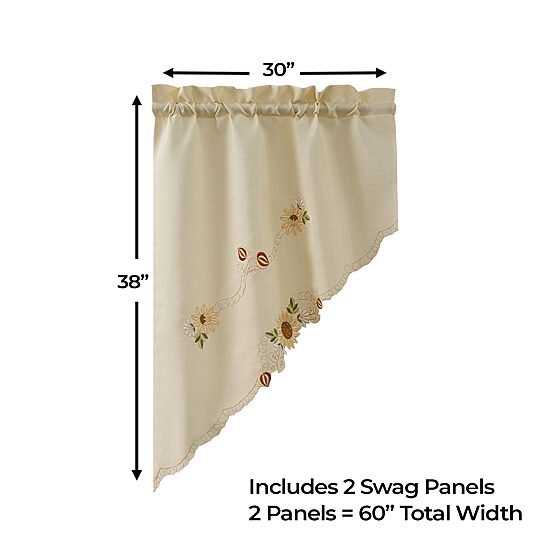Sweet Home Collection Sunflower Rod Pocket Swag Valance