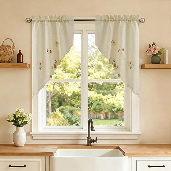 Sweet Home Collection Sunflower Rod Pocket Swag Valance
