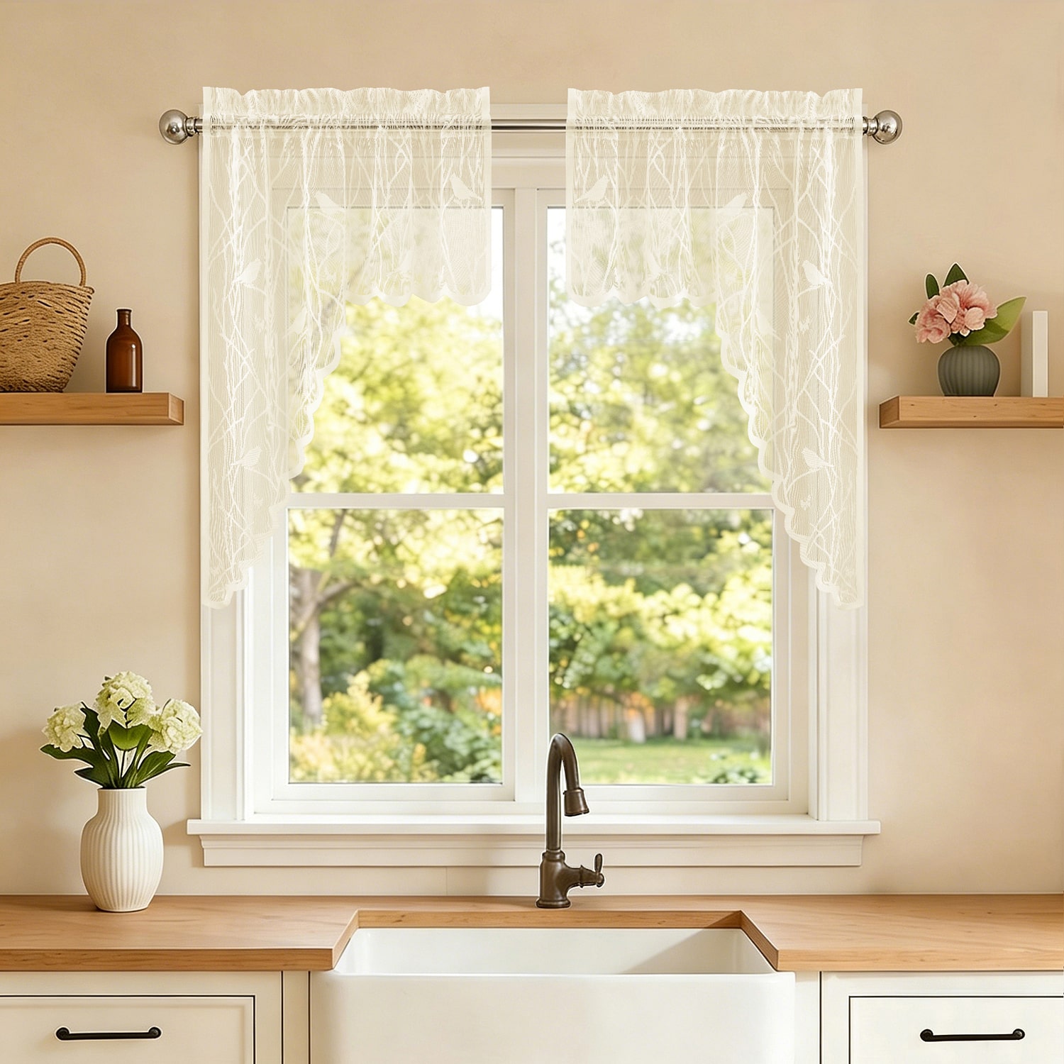 Sweet Home Collection Songbird Rod Pocket Swag Valance