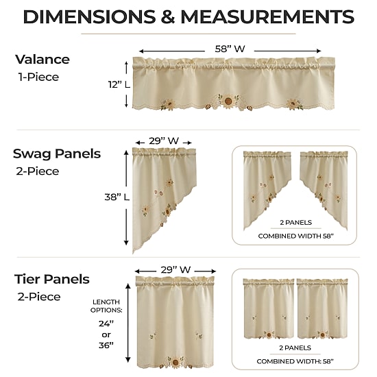 Sweet Home Collection Rosemary 5-pc. Rod Pocket Kitchen Curtains & Drapes Window Set