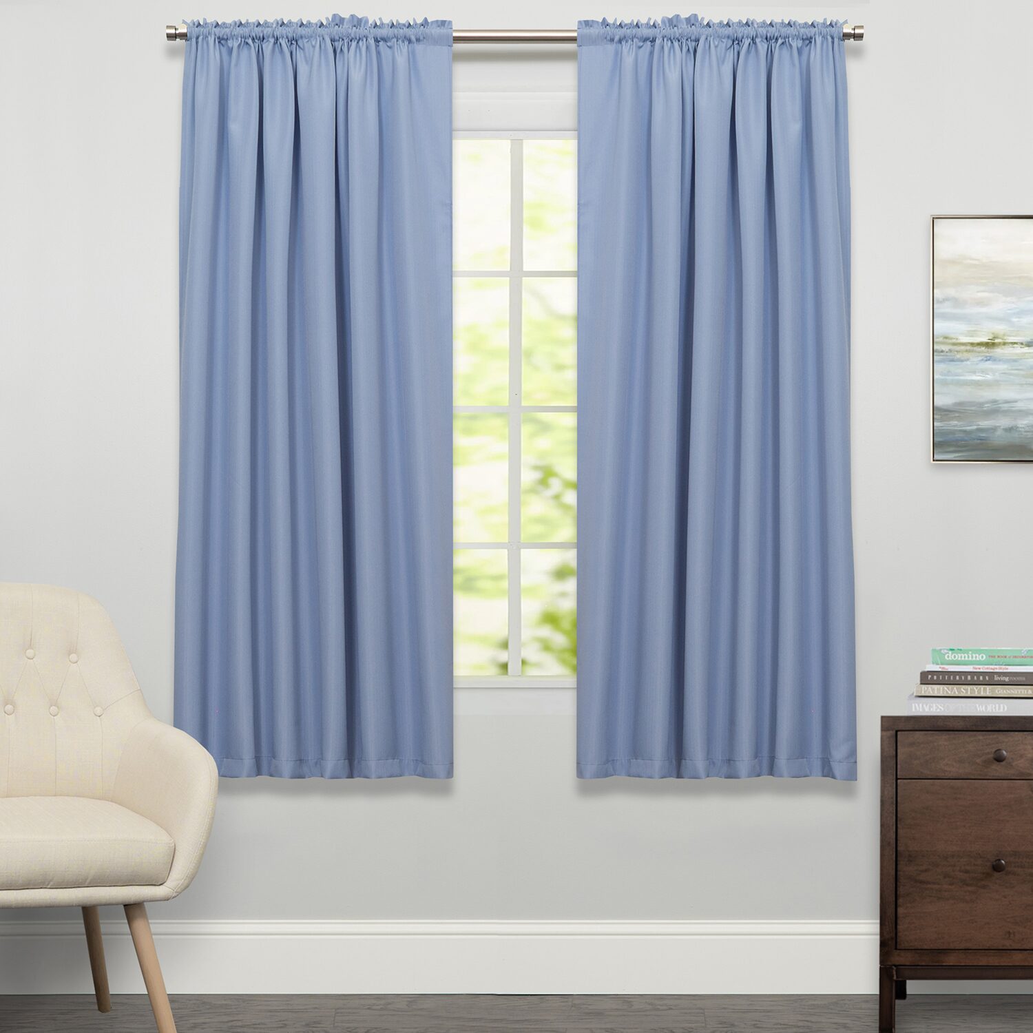 Sweet Home Collection Ripcord Rod Pocket Light-Filtering Single Curtain Panel