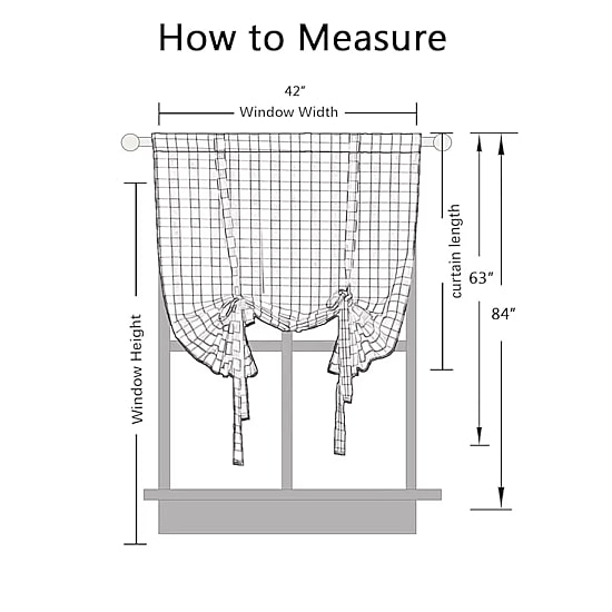 Sweet Home Collection Buffalo Check Plaid Gingham Light-Filtering Rod Pocket Single Tie-Up Shade