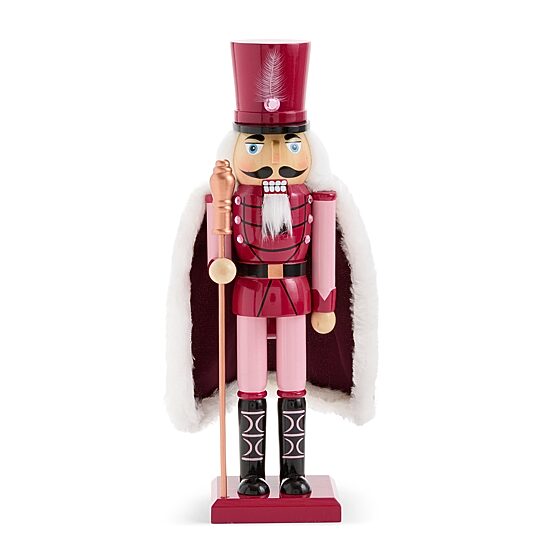North Pole Trading Co. 12" Burgundy Wood Christmas Nutcracker