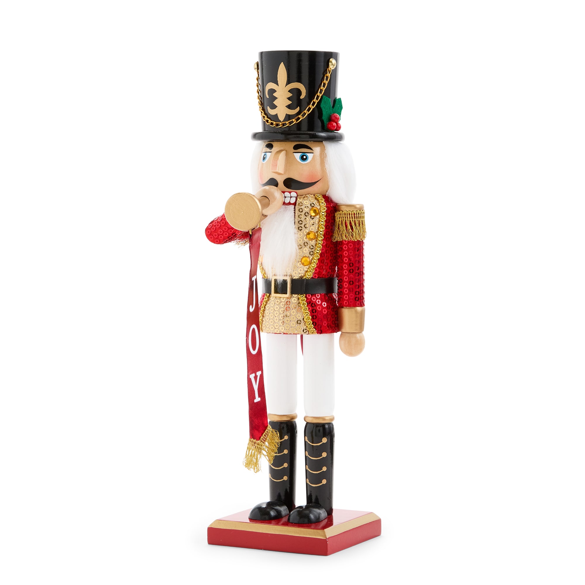 North Pole Trading Co. 12" Trumpet Wood Christmas Nutcracker
