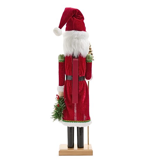 North Pole Trading Co. 20" Santa With Staff Wood Christmas Nutcracker