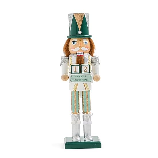 North Pole Trading Co. 12" Advent Wood Christmas Nutcracker