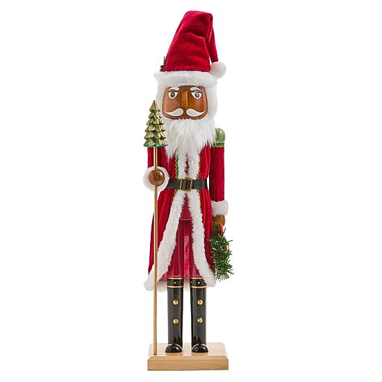 North Pole Trading Co. African American 20" Traditional Santa Wood Christmas Nutcracker