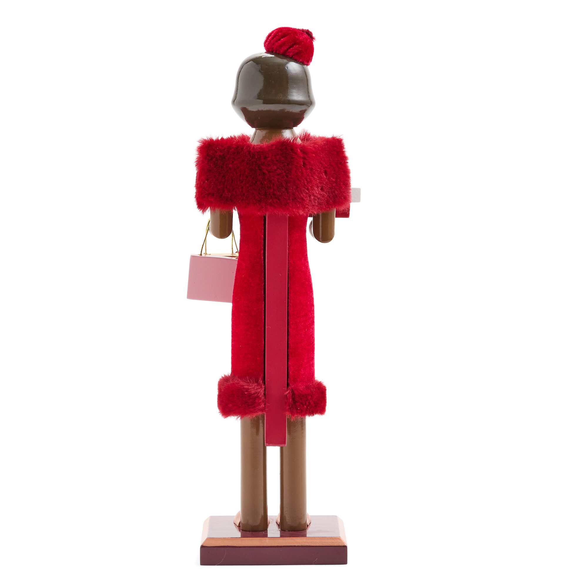 North Pole Trading Co. African American 12" Shopper Girl Wood Christmas Nutcracker