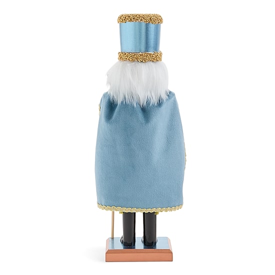 North Pole Trading Co. African American 12" Dusty Blue Wood Christmas Nutcracker