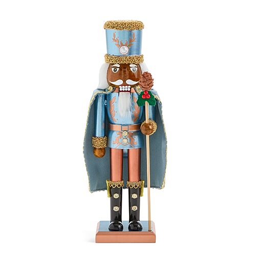 North Pole Trading Co . Wood Christmas Nutcracker In Blue