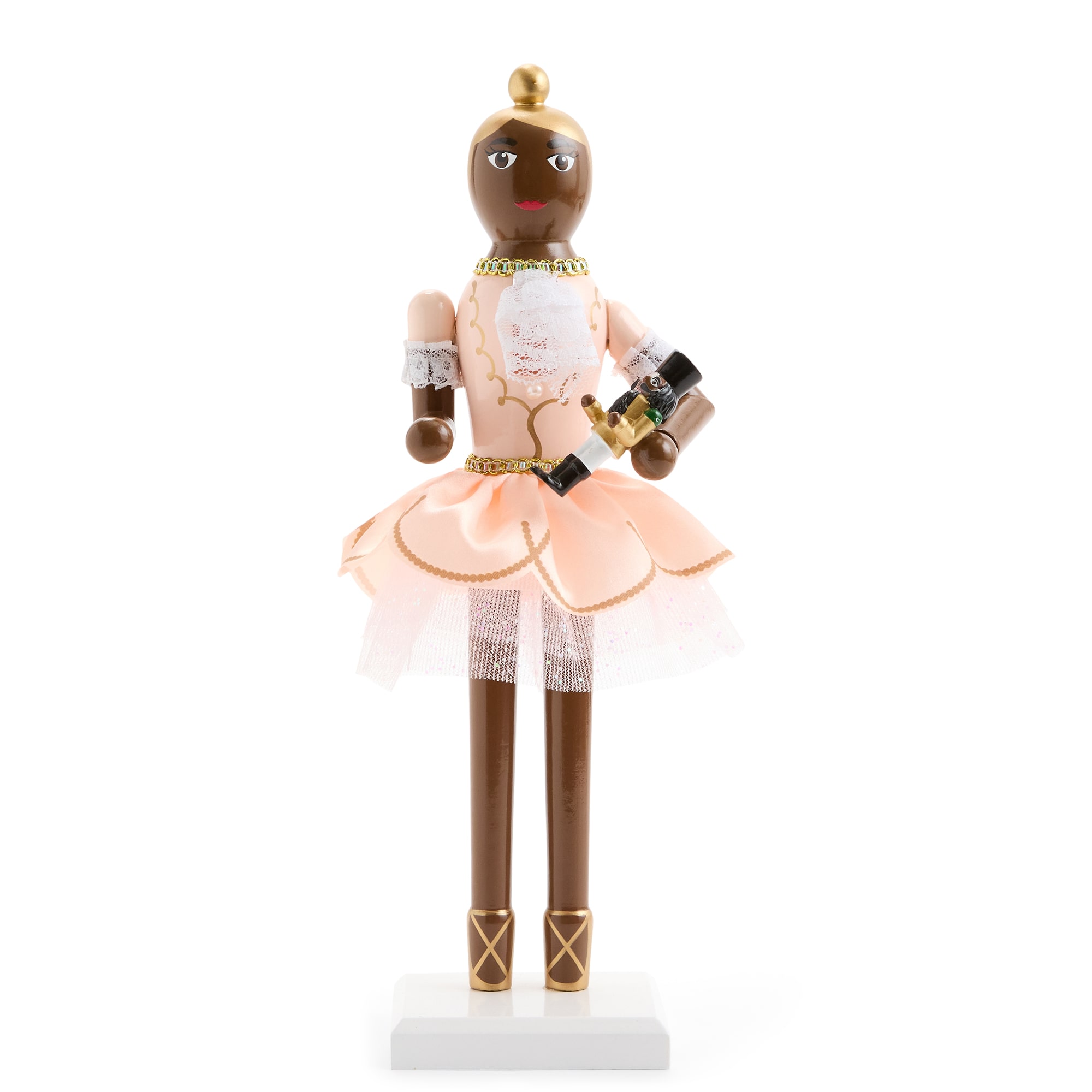 North Pole Trading Co. African American 12" Ballerina Wood Christmas Nutcracker