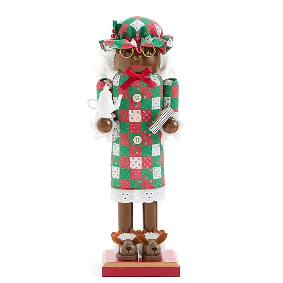 North Pole Trading Co. African American 12" Mrs. Clause Wood Christmas Nutcracker