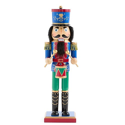 North Pole Trading Co . Wood Christmas Nutcracker In Blue