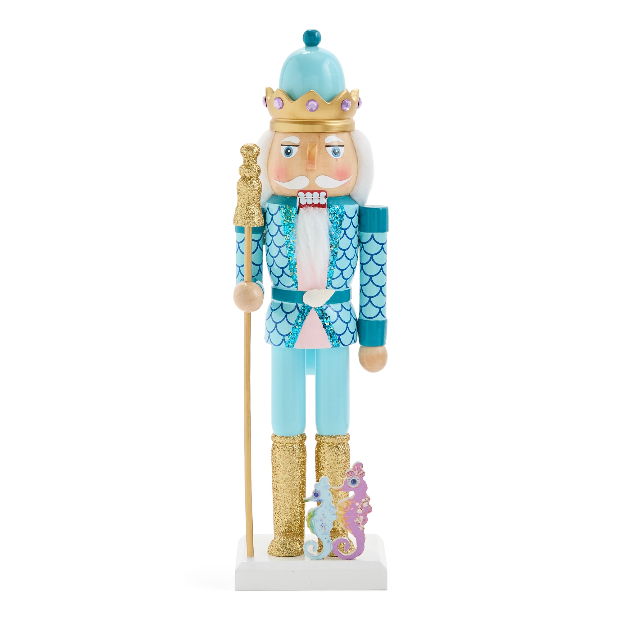 North Pole Trading Co. 12" Seahorse Wood Christmas Nutcracker