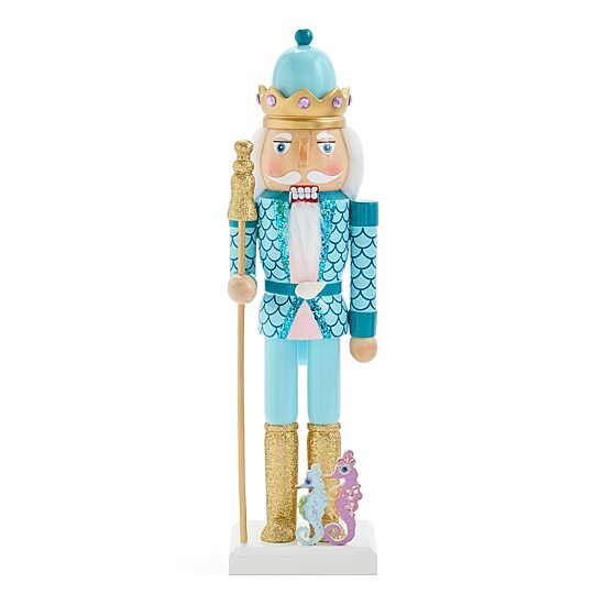 North Pole Trading Co. 12" Seahorse Wood Christmas Nutcracker