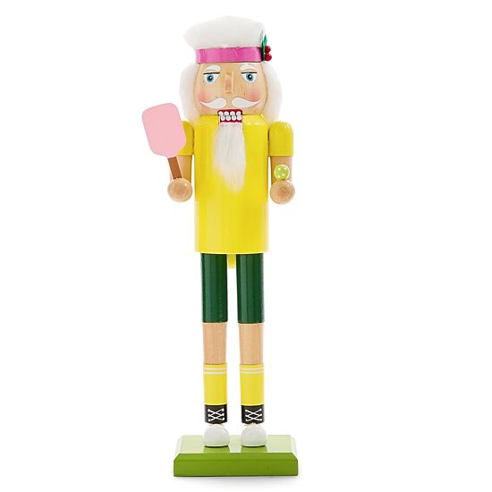North Pole Trading Co. 12" Pickleball Man Wood Christmas Nutcracker