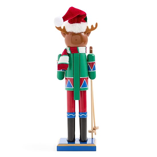 North Pole Trading Co. 12" Reindeer Wood Christmas Nutcracker