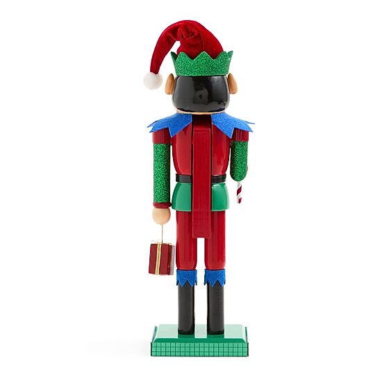 North Pole Trading Co. 12" Elf Wood Christmas Nutcracker