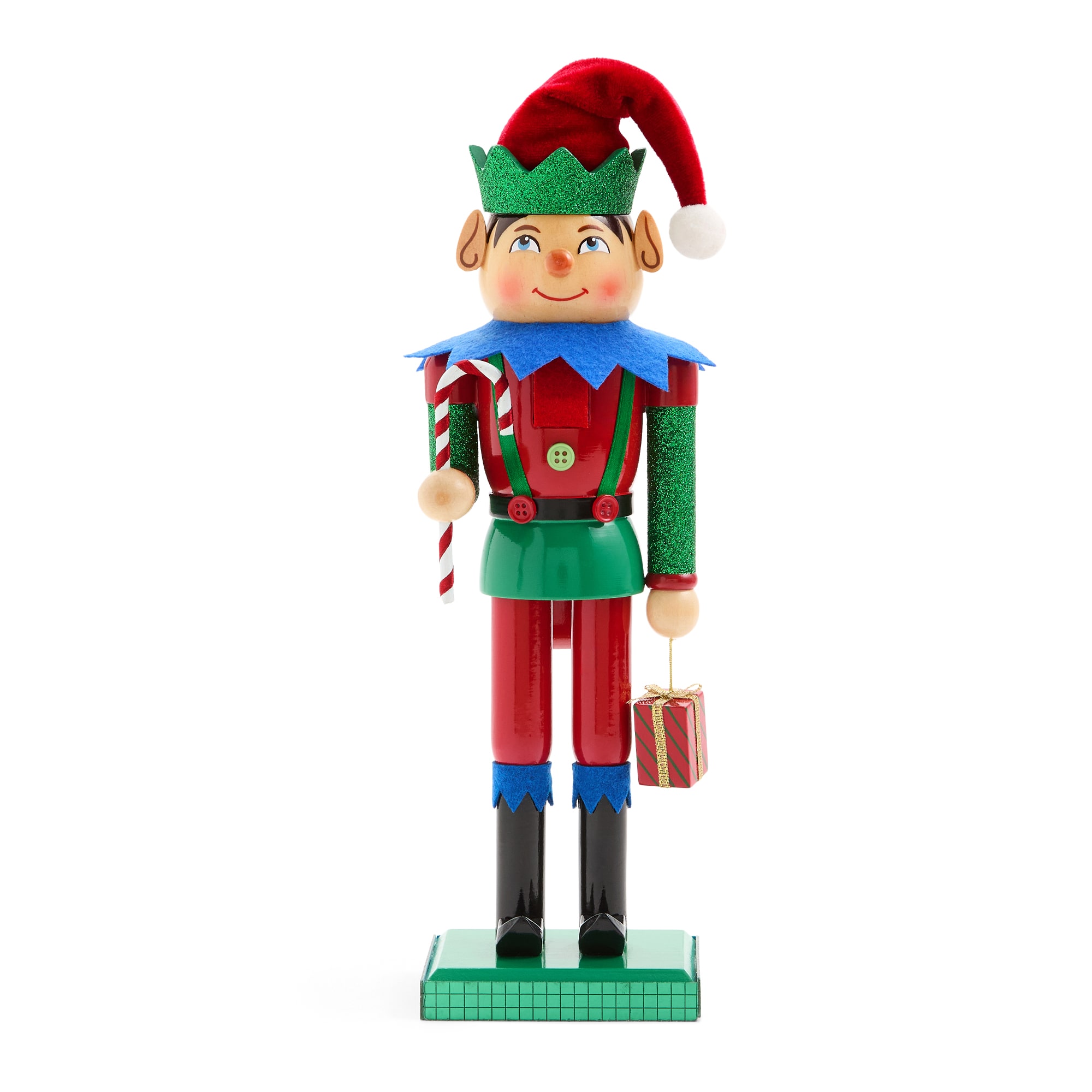 North Pole Trading Co. 12" Elf Wood Christmas Nutcracker