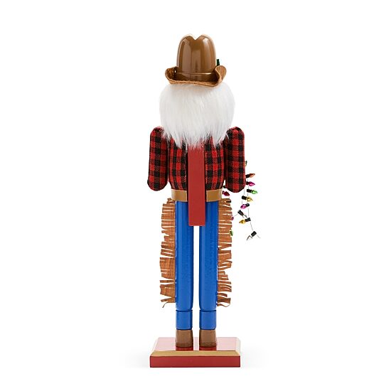 North Pole Trading Co. 12" Cowboy Santa Wood Christmas Nutcracker