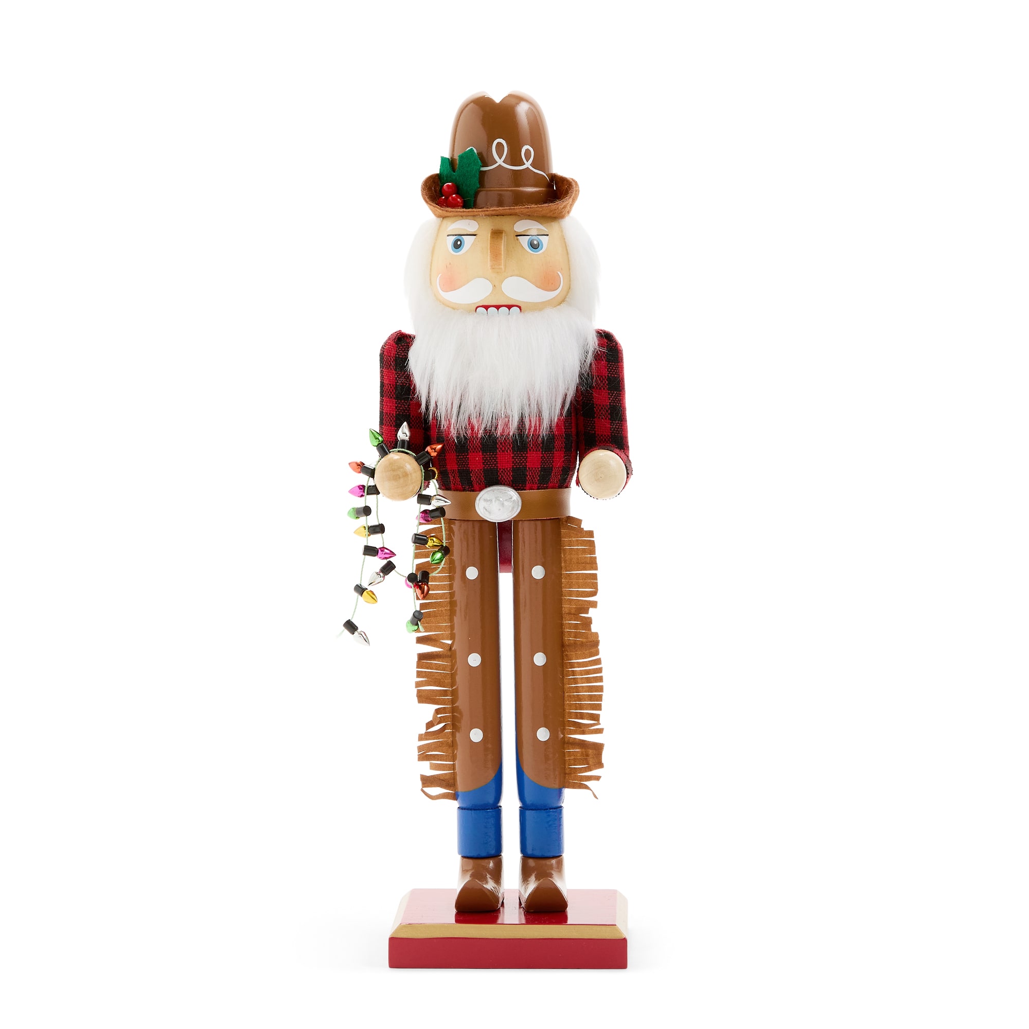 North Pole Trading Co. 12" Cowboy Santa Wood Christmas Nutcracker