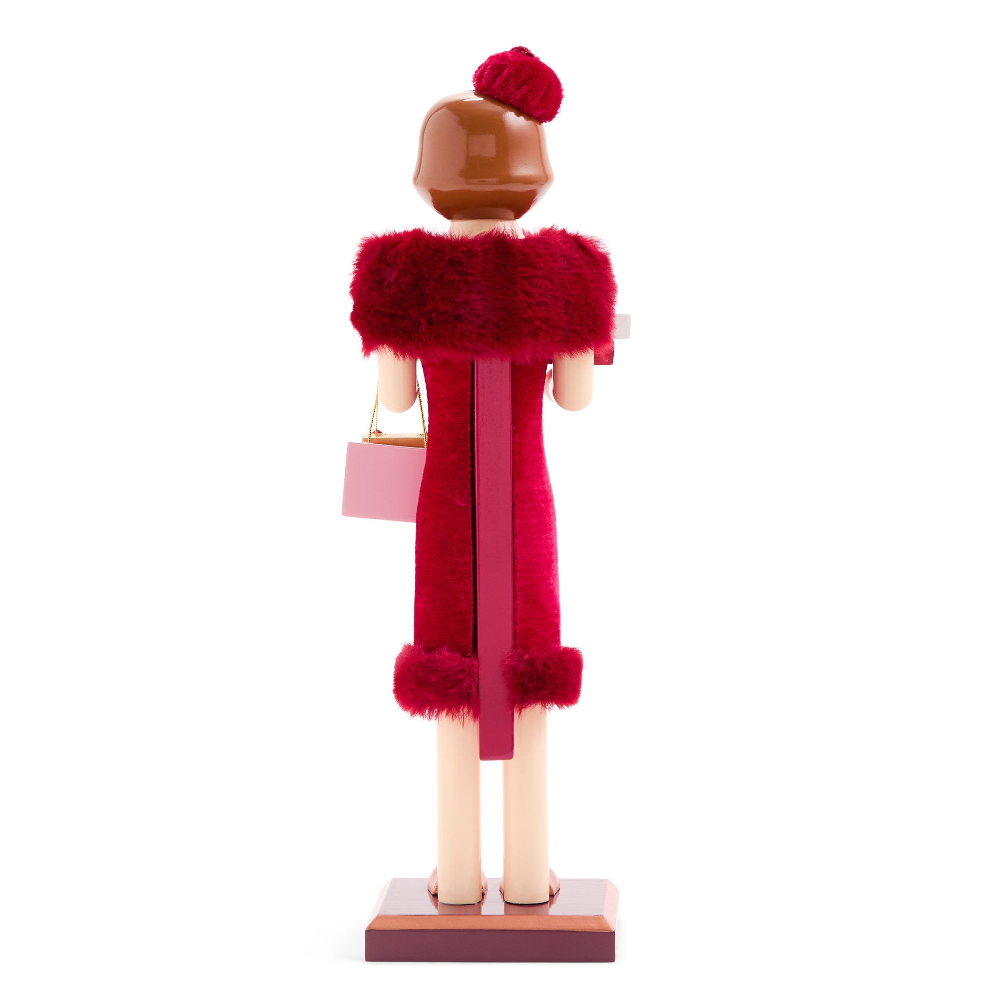 North Pole Trading Co. 12" Shopper Girl Wood Christmas Nutcracker