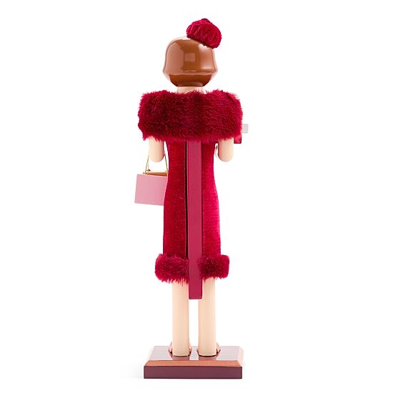 North Pole Trading Co. 12" Shopper Girl Wood Christmas Nutcracker
