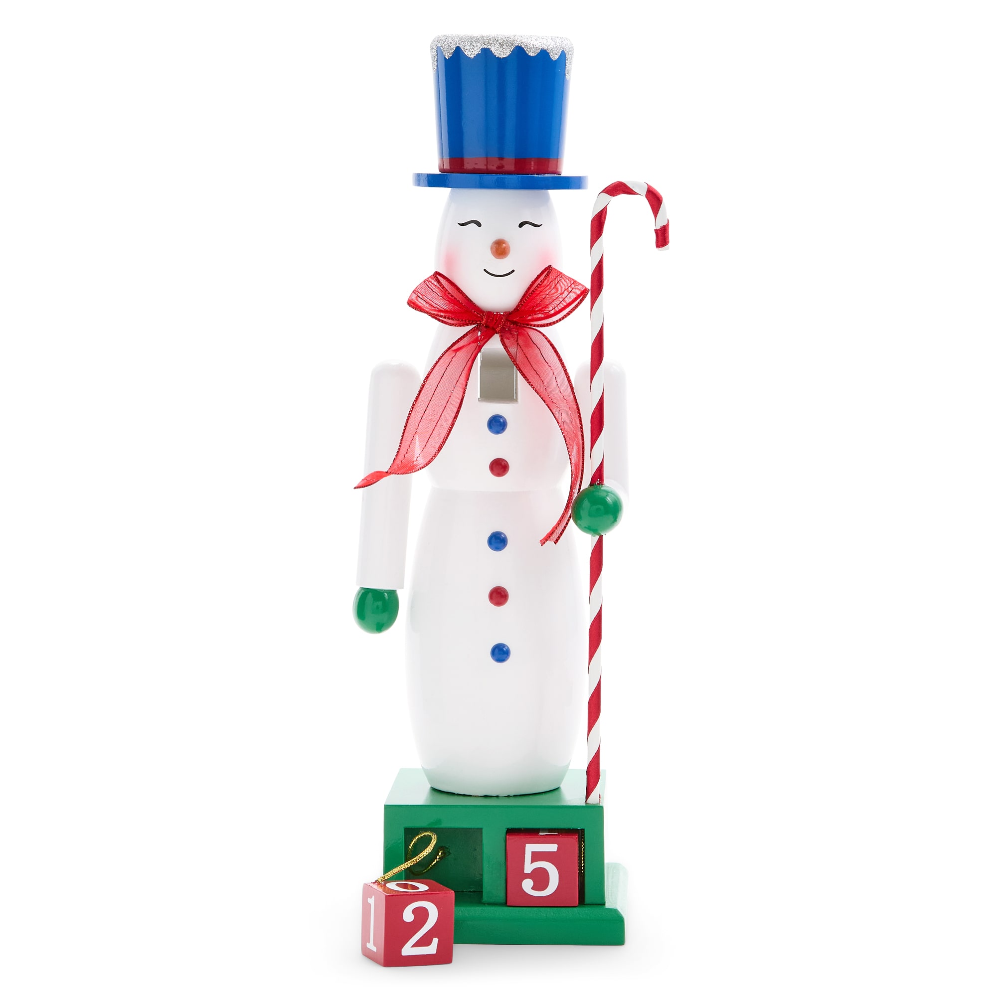 North Pole Trading Co. 12" Snowman Advent Wood Christmas Nutcracker