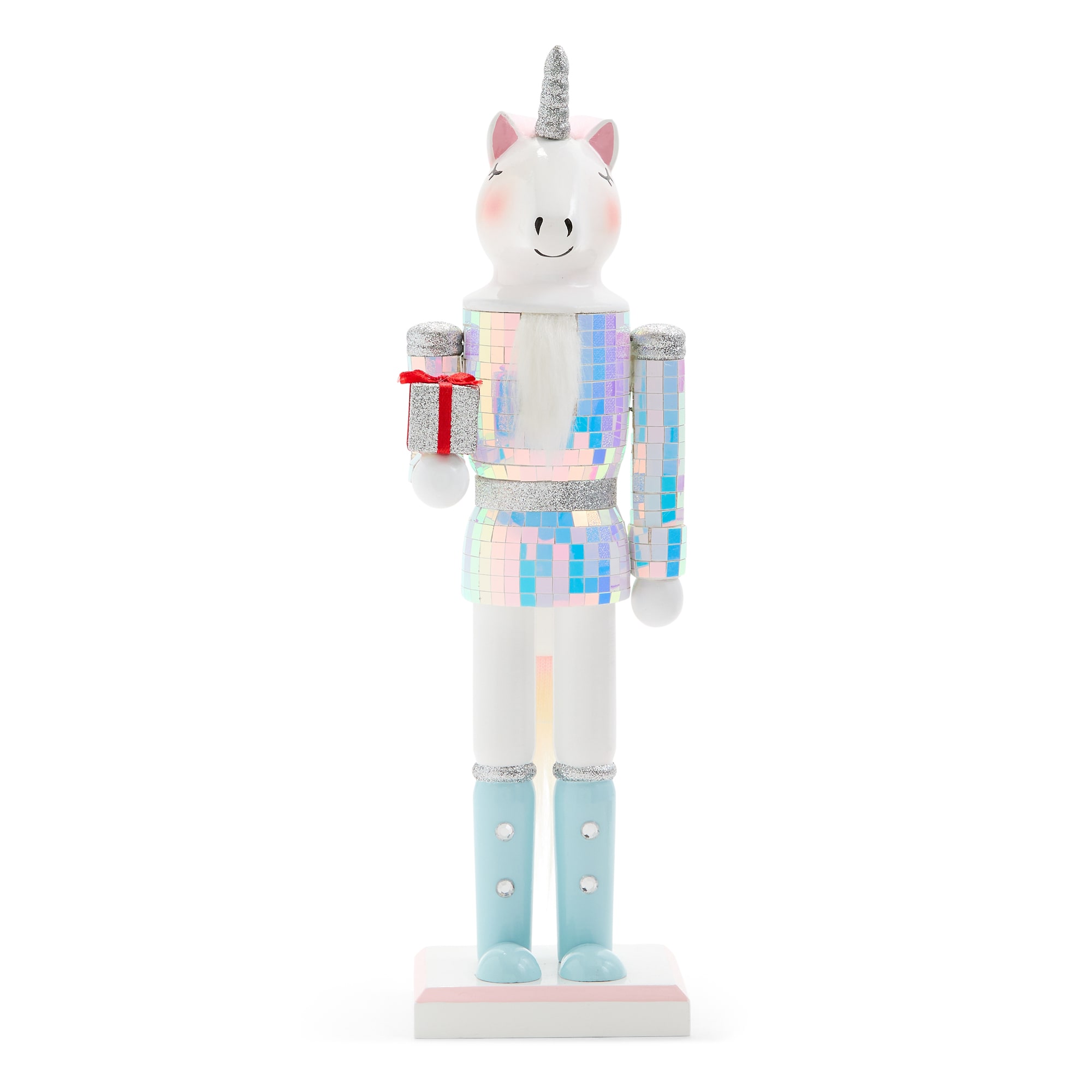 North Pole Trading Co. 12" Unicorn Wood Christmas Nutcracker