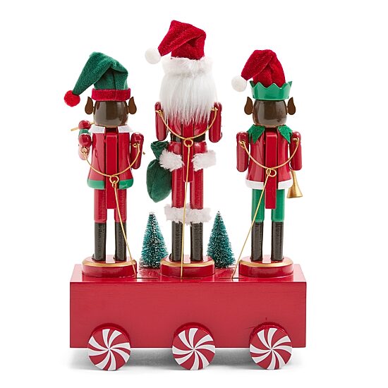 North Pole Trading Co. African American 12" Musical Trio Wood Christmas Nutcracker